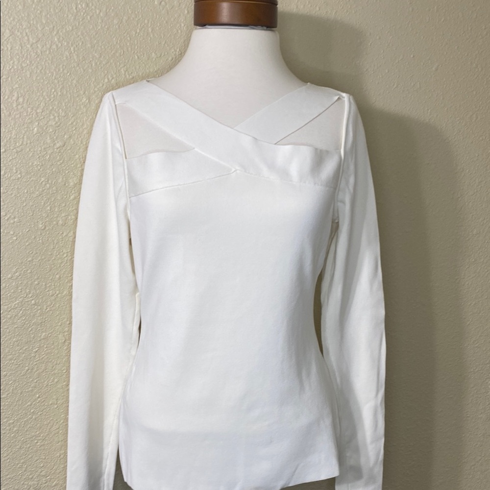 NWT BCBGMAXAZRIA Cream Longleeve Top Size L